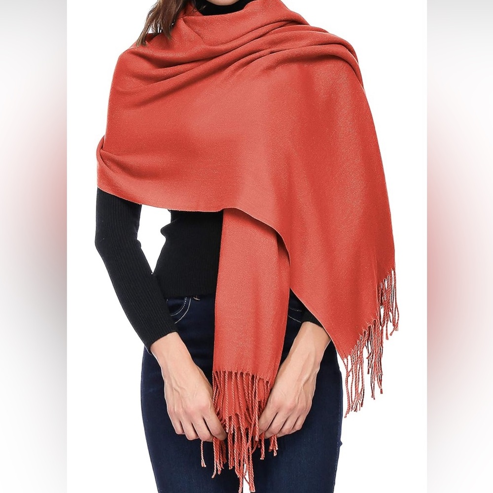HOYAYA Wool blendShawl Wrap, Extra Large Thick Soft Pashmina Scarf, Maple Leaves